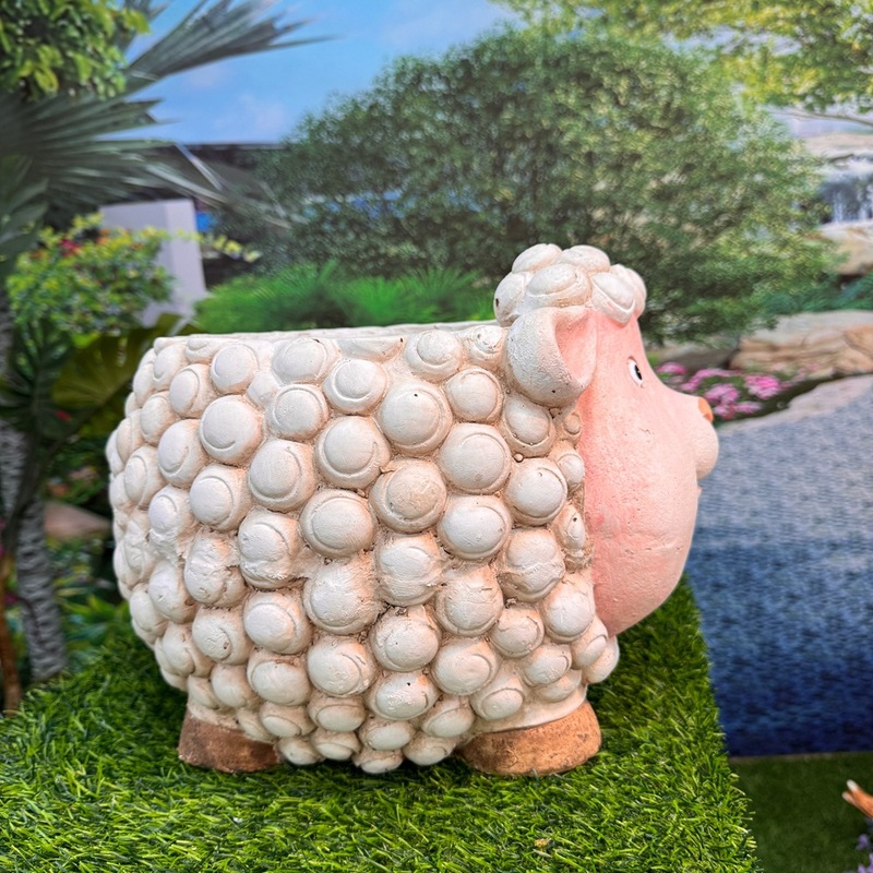 かわいい漫画の羊の大きな植木鉢屋外の庭中庭の緑の植物の容器大きな花瓶酸化マグネシウム通気性のある植木鉢|undefined
