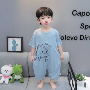Baby Pajamas One-Piece Summer Thin Modal Ice Silk Mask Kidsren's Sleeping Bag Boy Baby Anti-Kick Air-Conditioned Clothing