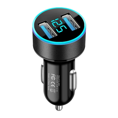 New aluminum ring 5V3.1A Mobil şarj cihazları - black-shell-elegant-black-31a-opp-bag