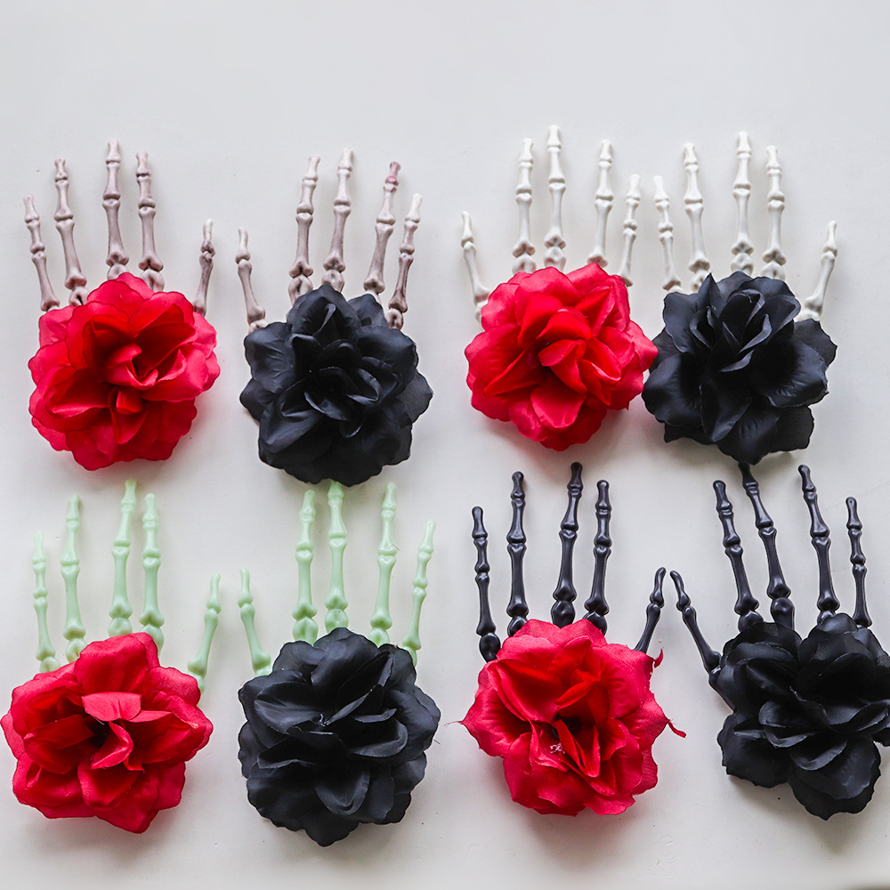 Halloween cráneo mano garra esqueleto decoración fantasma Festival horror decoración apoyos con flor colgante de plástico juguete fantasma mano