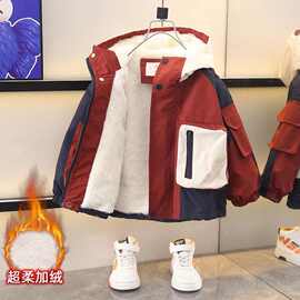 男童棉服防水防风保暖安可拉红上衣加绒加厚时尚韩版宝宝派克服潮