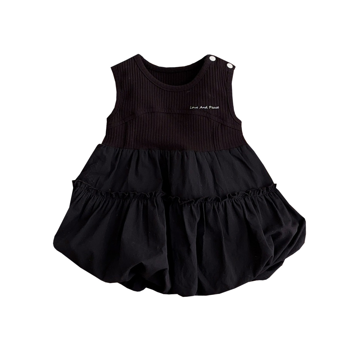 Youhe 2025 verano nuevo estilo coreano clásico pequeño vestido negro 1-3 años vestido de niña falda de chaleco de capullo de bebé
