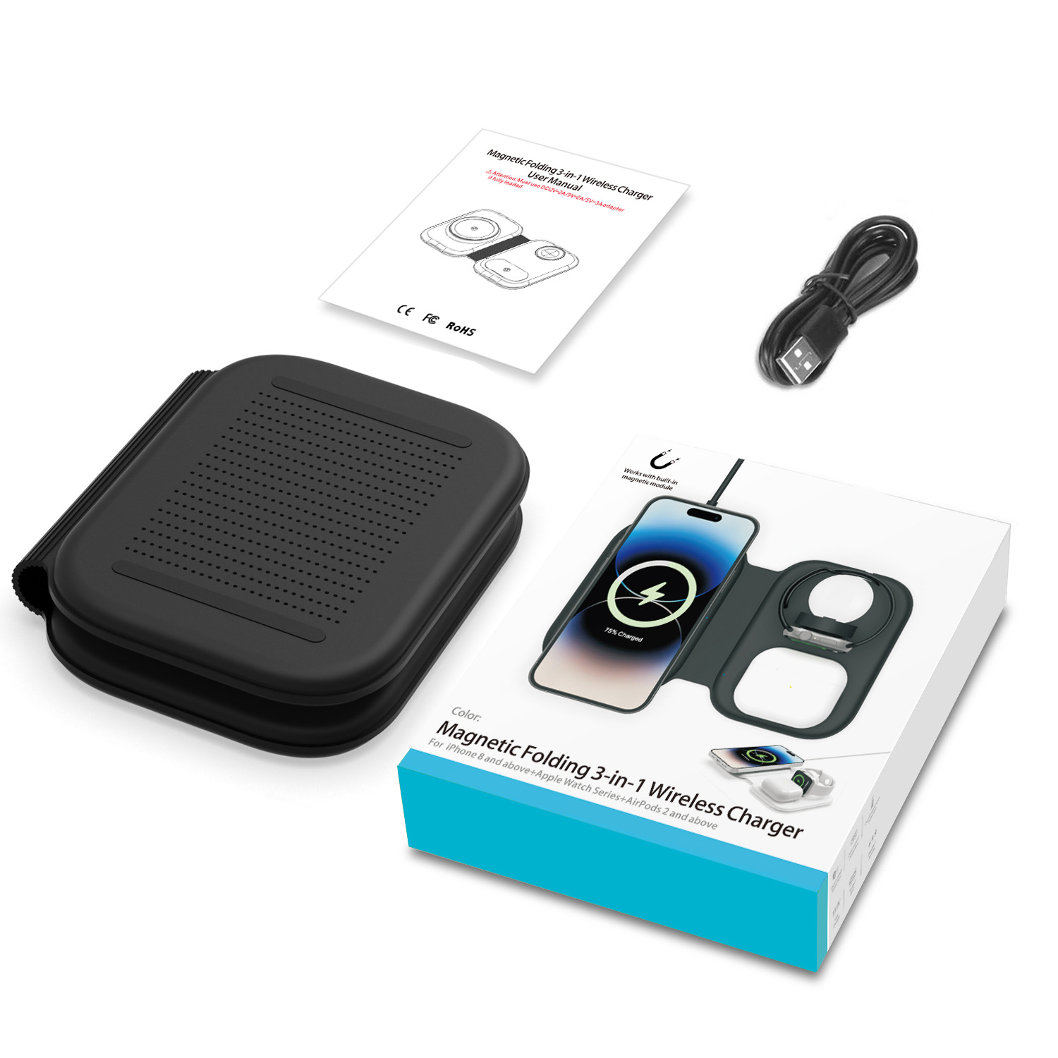 Qi 휴대 전화/AirPods 헤드셋/Apple Watch