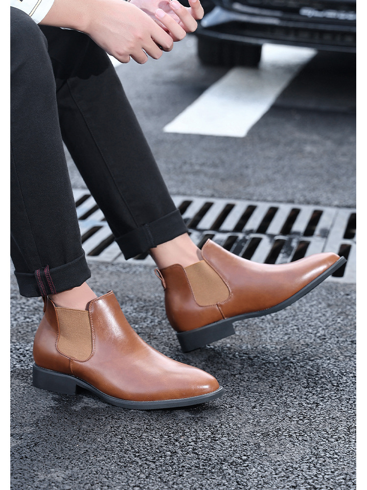 Botas vintage Botas puntiagudas para hombre Botas de piel talla grande_voghion.com