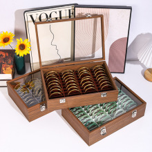 40位手镯收纳盒珠宝箱玉器翡翠手镯盒玉镯子展示收纳盒玻璃盖款