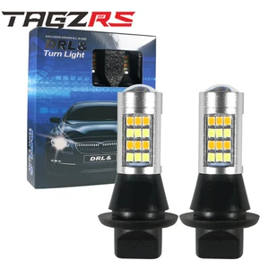 LED Avtomobil İşıqları İki Rəngli Dönüş Siqnalı Gündüz İşıqları Ba15S T20 7440 2835 42SMD Dekoderli Dəst