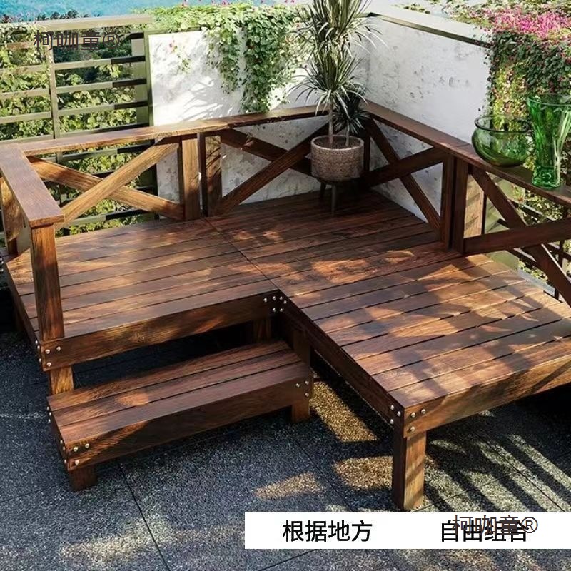 户外防腐木地板阳台庭院休闲实木平台花园榻榻米台阶防水地麦太保