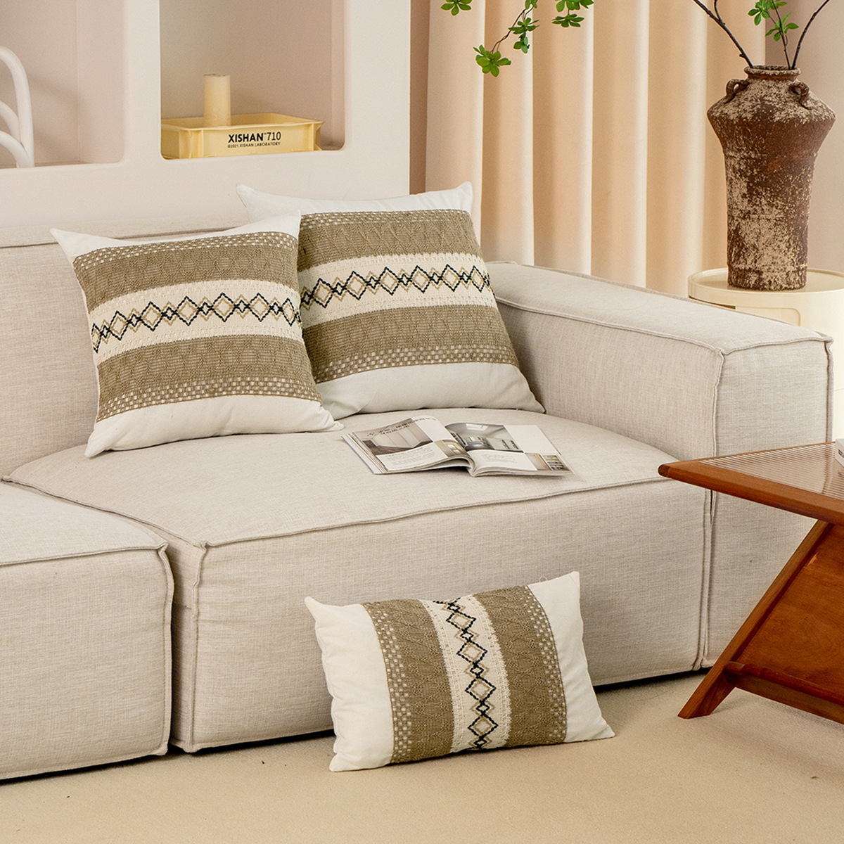 TEMU funda de almohada de imitación de lino transfronteriza sin núcleo 45x45 funda de sofá de oficina