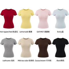 丸首半袖tシャツ女性夏2025新型正肩tシャツ
