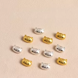 高保色古法金招财猫沙金隔珠手链手串diy饰品配件猫咪串珠配饰
