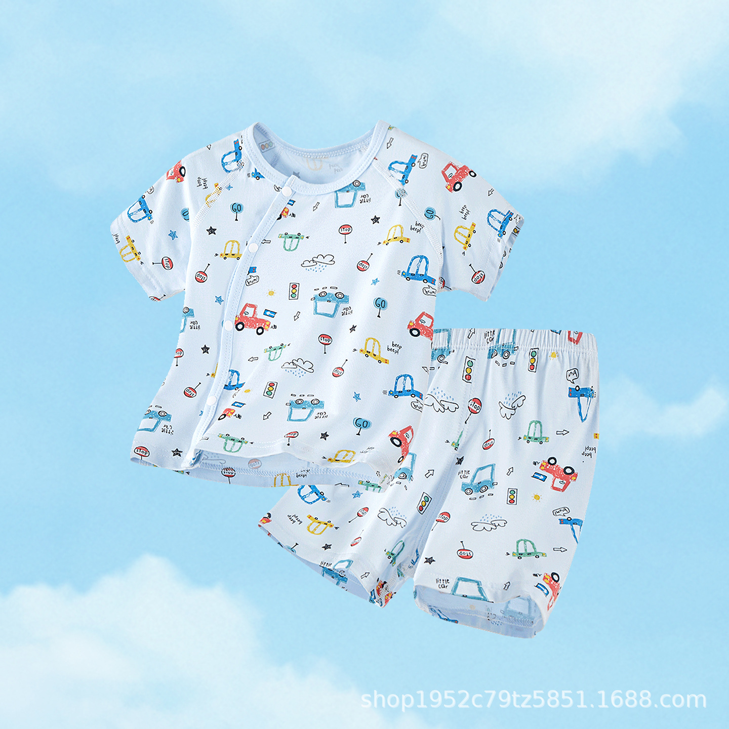 Traje de bebé verano para niños delgados de manga corta dividida niños y niñas ropa de verano entrepierna abierta pijamas para niños pequeños ropa de bebé