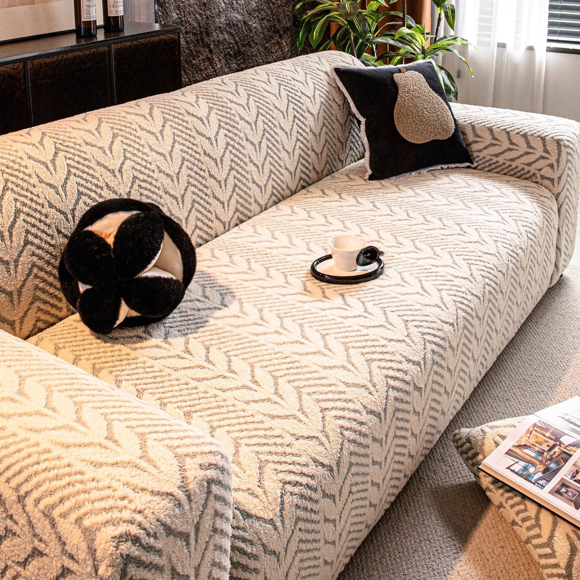 Jacquard de algodón cómodo sofá cubierta 2025 nuevo otoño invierno anti-gato agarra todo incluido cuatro estaciones cubierta protectora elástica universal