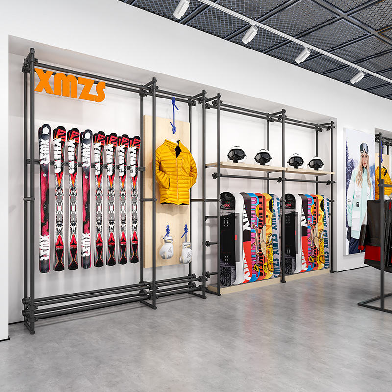 Tienda de ropa de alta calidad estante de exhibición de pared estante de exhibición de estante de exhibición tipo piso estante de exhibición de isla media con luz