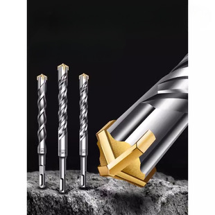 German-Style Electric Hammer Impact Drill Bit for Drilling Concrete through Steel Bars through the Wall with Extended Cross Square and Round Handle Tungsten Steel Chunfeng