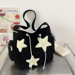 New style bag with cute design, single shoulder crossbody bag, star female student, large capacity commuter corduroy practical model