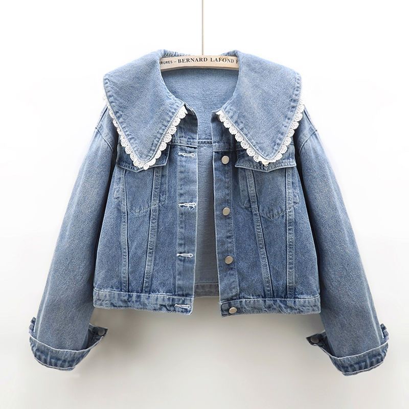 Autumn cute doll, denim long-sleeve, short jacket, oversize