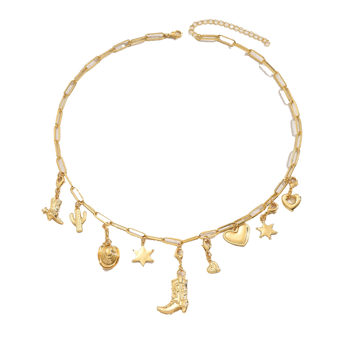 Collar con colgante de estrella y corazón geométrico mujer_voghion.com