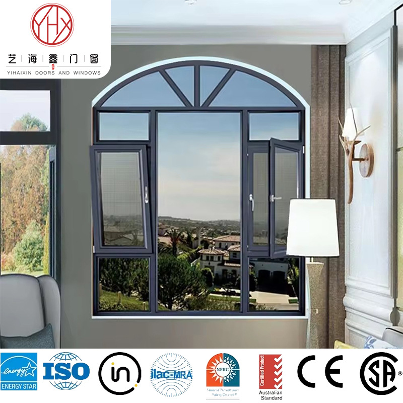Australian standard certification AS2047 special-shaped casement window Australia export semi-arc arch broken bridge aluminum window screen integrated foreign trade