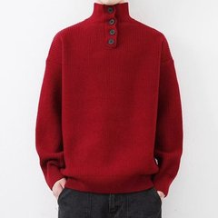 大きな赤いセーターの男性の冬の高襟のニットの底のシャツの本命年の設計の金の保温は毛糸の蛇年を厚くします。