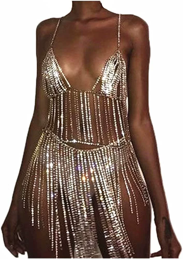 Cross-border цепочка для тела с rhinestone, сексуальная сочная кисточка, ночной клуб, костюм для выступления