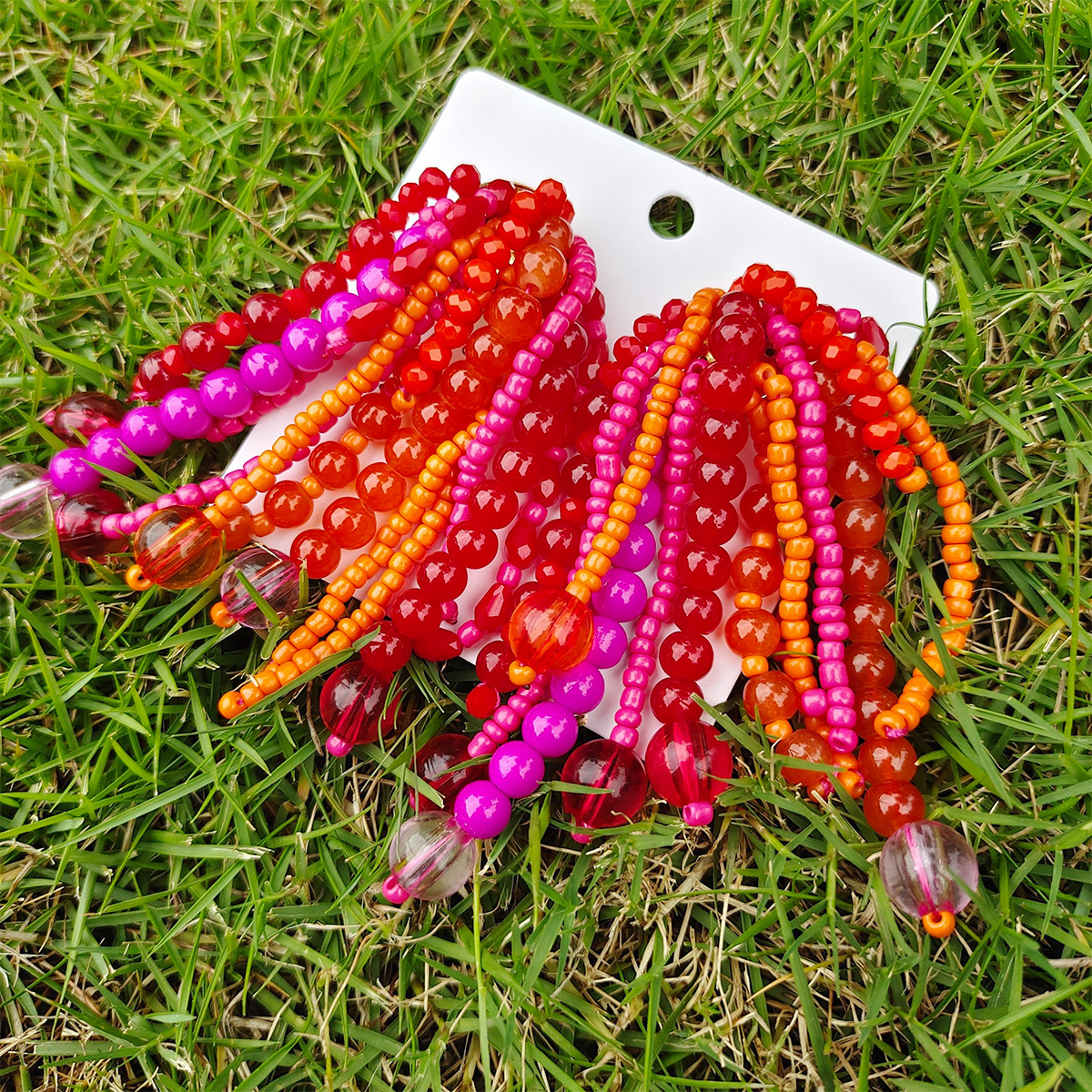 Bohemian Tassel Beaded Resin Tassel Earrings display picture 4