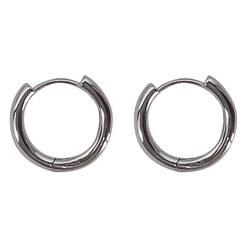 Korean High-End Large Hoop Earrings Silver-Plated Needle Hoop Earrings European and American Elegant Retro Simple Small Ear Hoop Jewelry