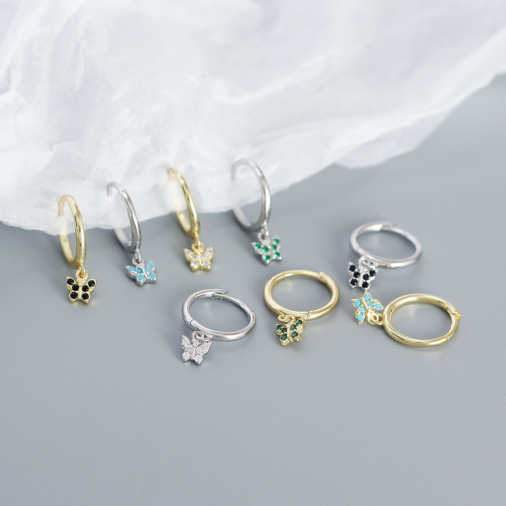 4g Weight 0.03µm Gold Plating Thickness Electroplating Gold Plating Process 925 Sterling Silver Ear Needle Material 18K Real Gold Plated, Platinum Plated Plating Material Rhinestones Inlay Material Earrings Classification 1 Pair Quantity Daily Occasion Silver Material Butterfly Pattern Women'S Gender Fashion Style Inlay Craft Silver Rhinestones Butterfly Earrings 7