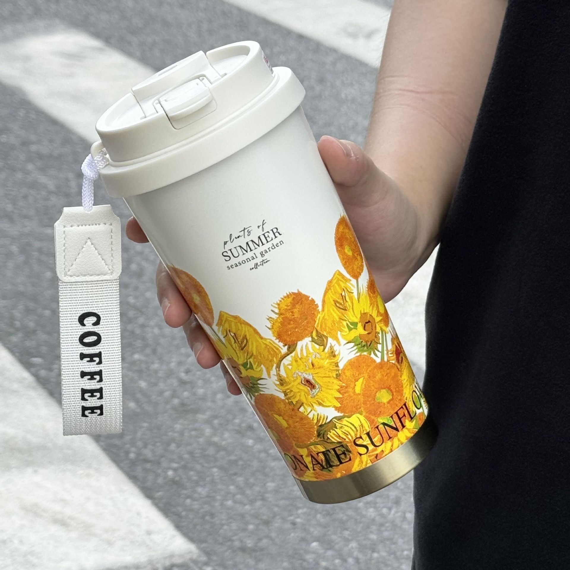 Nueva orquídea de campana 316 taza de alumno de alto valor ins taza de paja con cuerda taza de café de jardín de verano