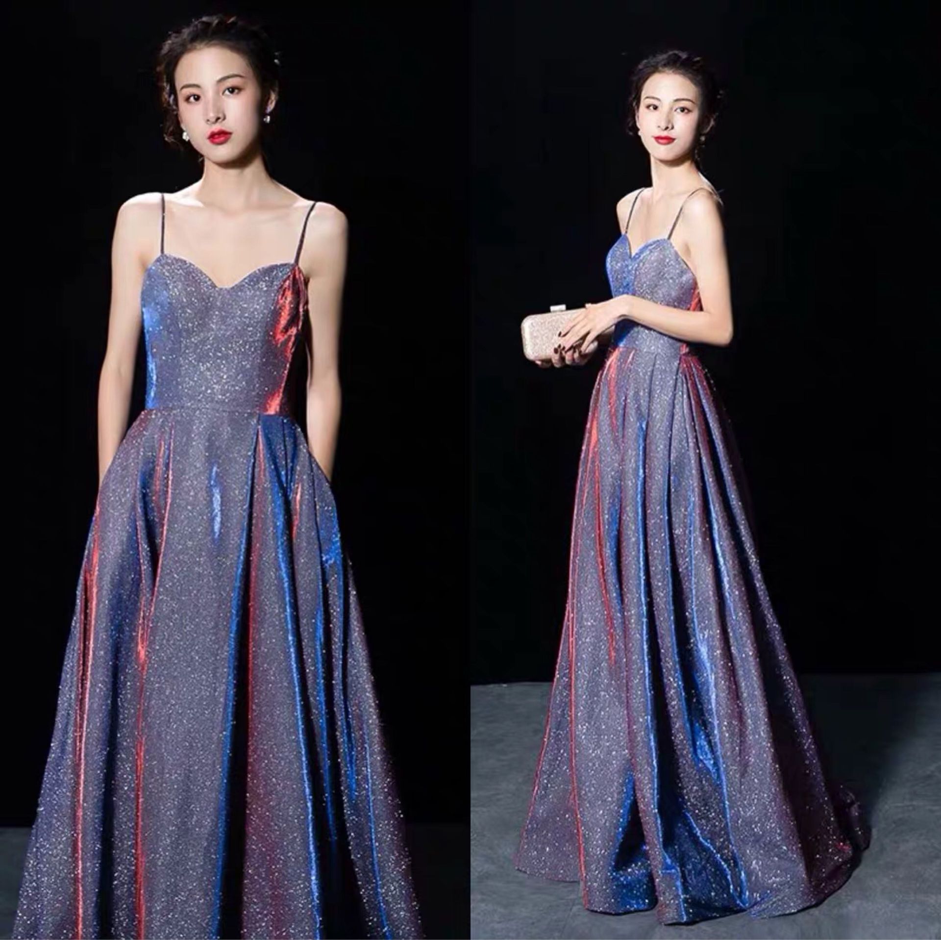 3184 Adult Ceremony Banquet Noble Elegant Sexy Sling Skinny Celebrity Starry Long Dress Elegant Evening Dress for Women
