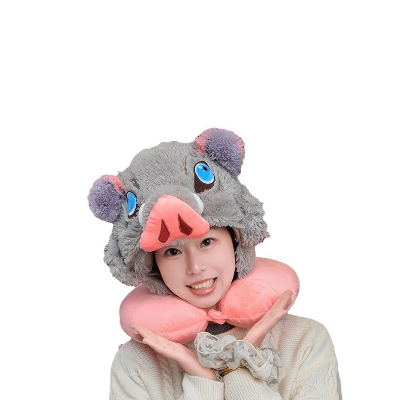 Cartoon universal neck pillow with hood for sleep for home use for…