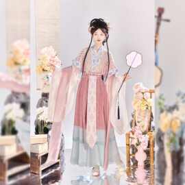 挽琴嫦娥新款魏晋仕女图复原汉服改良传统服饰秋冬套装
