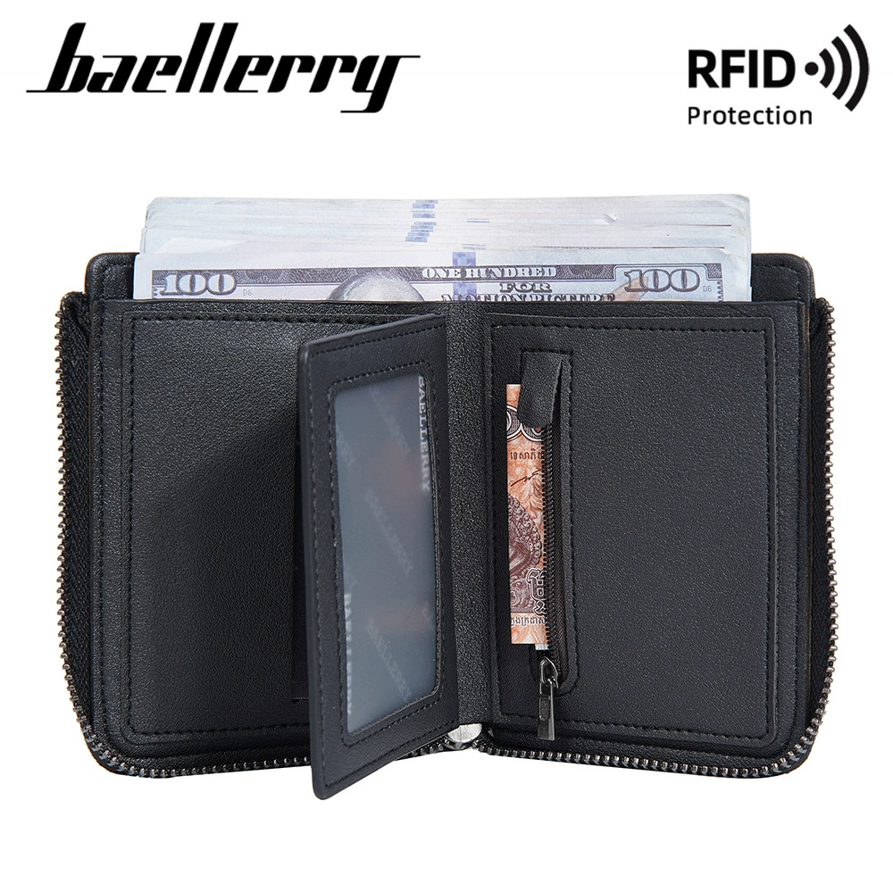 Кошелёк (baellerry) на молнии, анти‑кража с защитой RFID, компактный тонкий дизайн