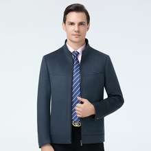 2025秋冬新款立领羊绒夹克男品牌中老年休闲羊毛呢子大衣外套短款