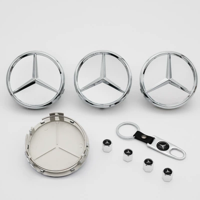 Suitable for Mercedes Wheel Hub: Hub cover - 75mm-matte-silver-pack-of-four