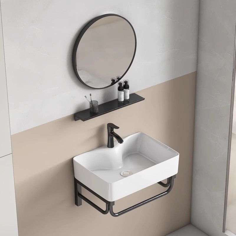 Wall-mounted wash basin bathroom cabinet combination mini small apartment wash basin ceramic integrated basin simple household bathroom