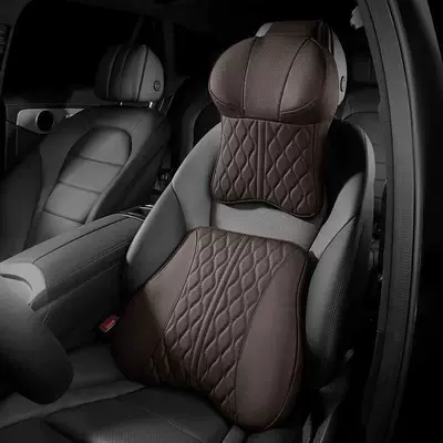 Waist support – Memory Foam for Long Sitting - selected-nappa-leather-memory-foam-1-headrest-1-lumbar-pillow-mocha-brown-no-specifications