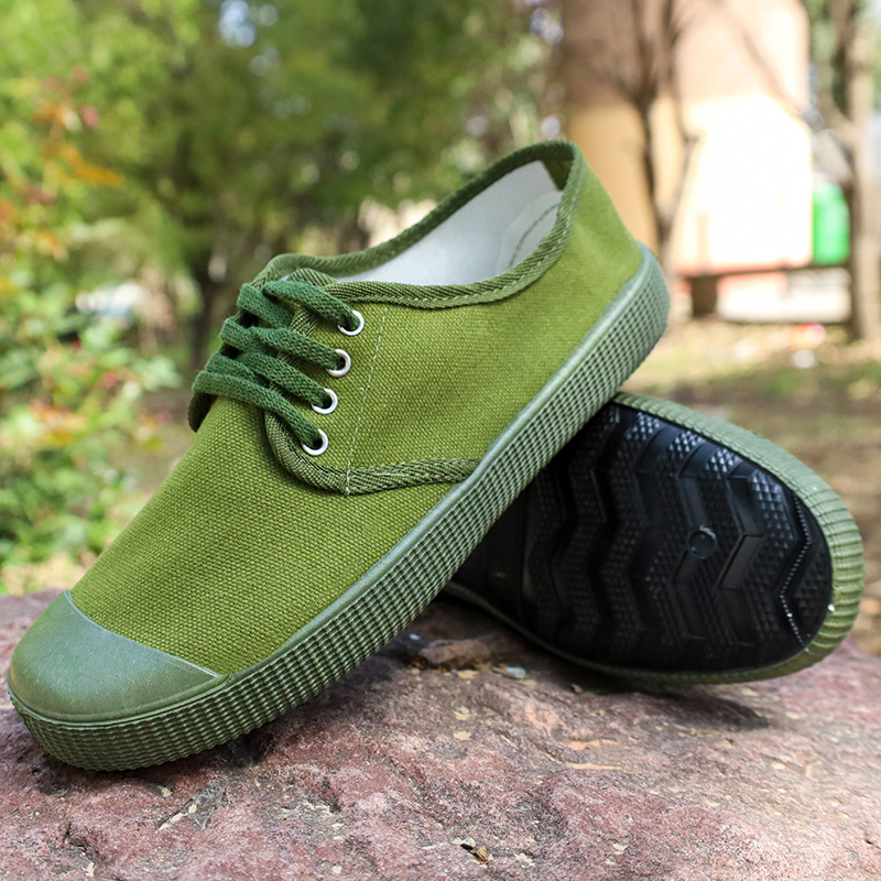 工廠直供農田工地密采解放鞋男戶外一腳蹬帆布耐磨防滑透氣工地