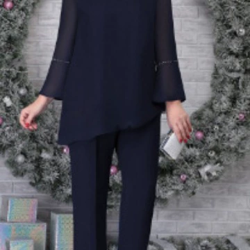 Большой размер женской одежды Европейский и американский новый набор брюк большой размер женского вечернего платья тяжелой промышленности горячего бурения 2 комплекта темперамента