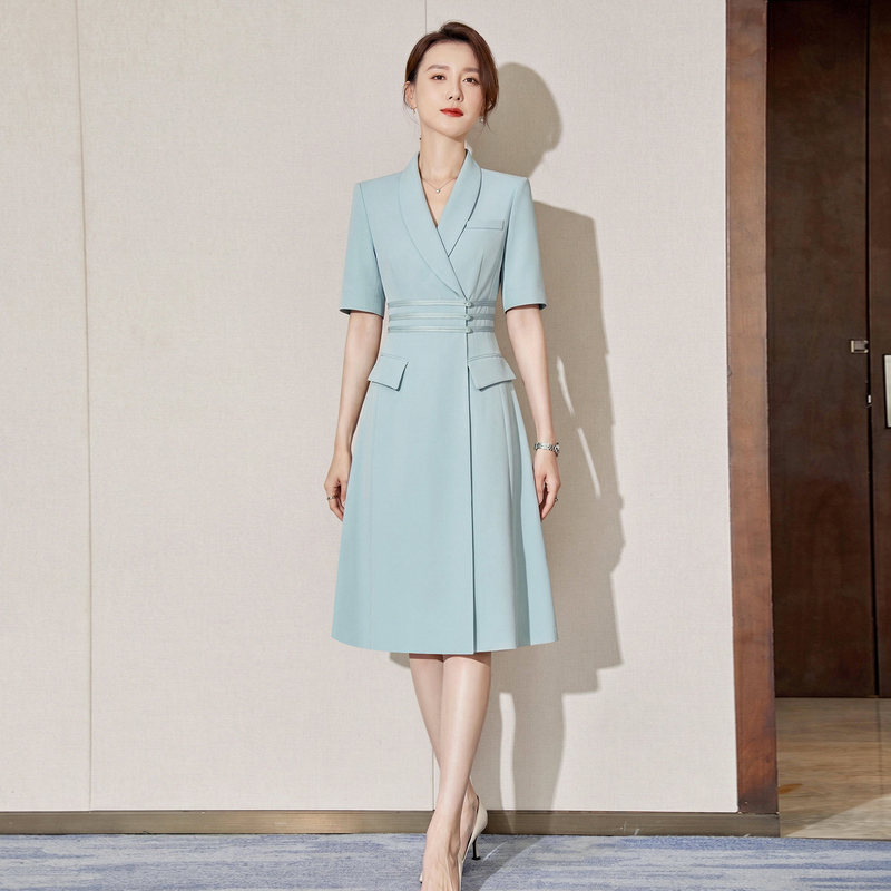 Hostess Professional Suit Dress for Women, Summer Thin Style, Waist-Cinching, Elegant Teacher's Attire, Business Formal Occasion Dress Hostess Professional Suit Dress for Women, Summer Thin Style, Waist-Cinching, Elegant Teacher's Attire, Business Formal Occasion Dress