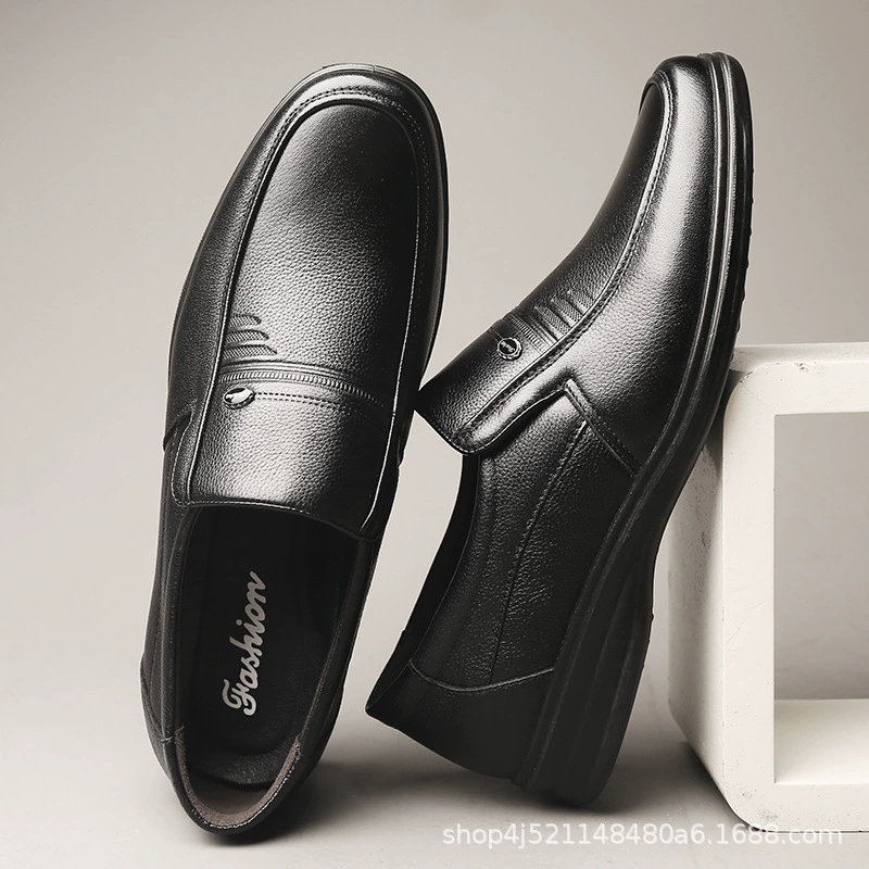 2023 осенние ножки папа кожаные туфли педаль верхний слой воловьей кожи мужская деловая формальная кожаная обувь мужские волосы поколения