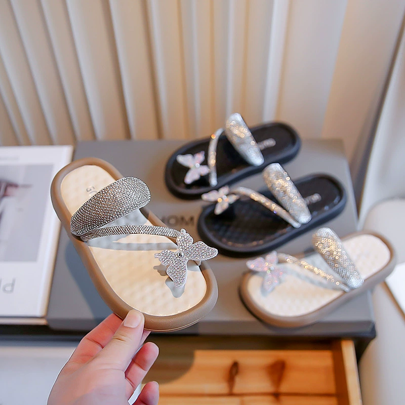 2025 Летние шлепанцы со стразами и бантами для девочек