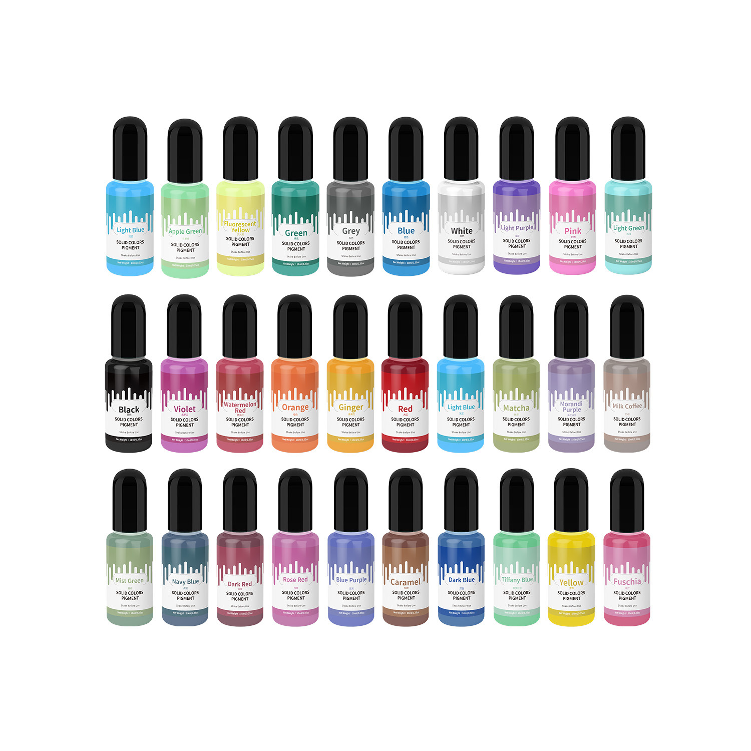 30 Color Solid Color Essence 10ml Oil based Epoxy Resin AB/UV Special Color Essence Macaron Color Se