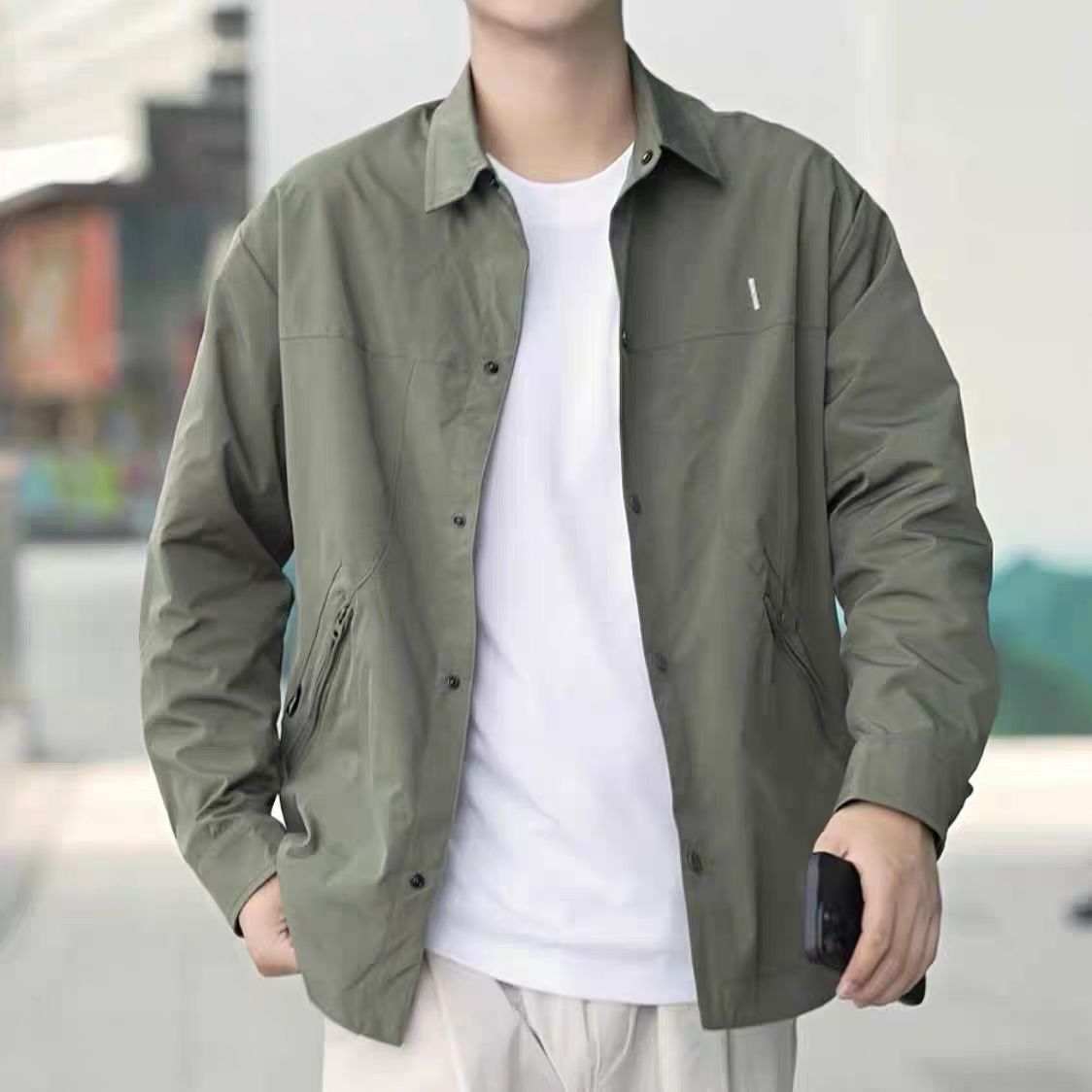 High-quality men's 2025 new style lapel jacket, business casual long-sleeved top, versatile workwear jacket for spring and autumn.