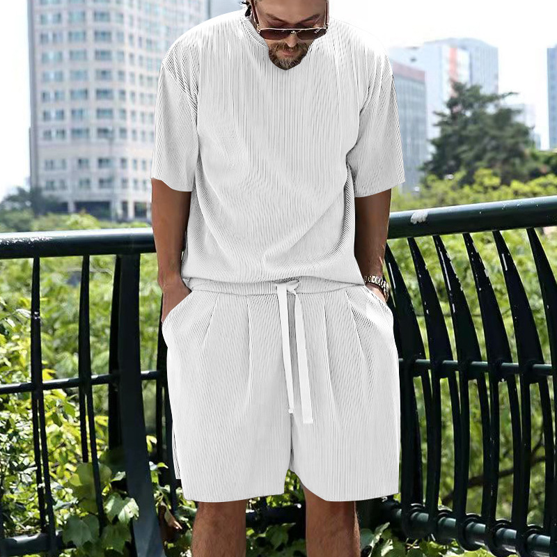Men's Cooling Athletic Short Sleeve T-Shirt & Shorts Set - Breathable Loose Fit Summer Sportswear_viptrois.com