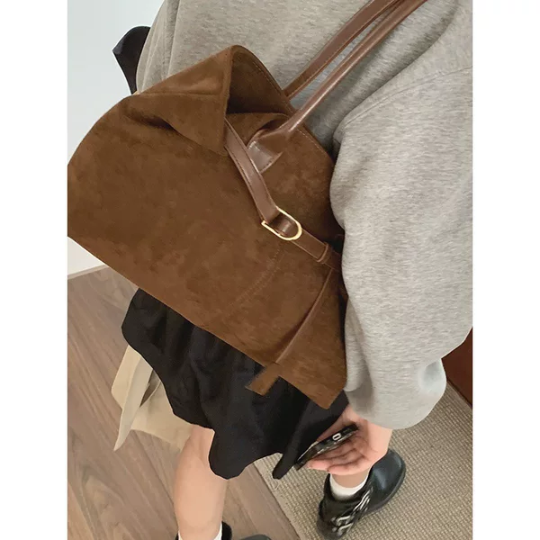Autumn Suede Velvet Underarm Bag for Women, New Niche Retro Handbag, Large Capacity Commuter Shoulder Bag