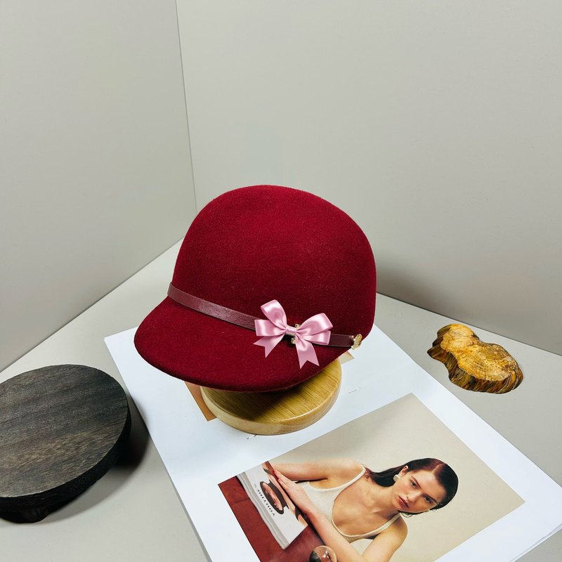 凯旋门金标小沿礼帽女士秋冬时尚羊毛呢帽子英伦复古百搭爵士帽潮|undefined