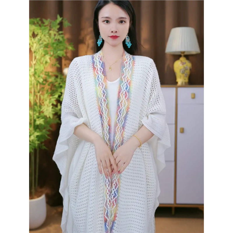 2025 New Ethnic Style Shawl Xizang Xinjiang Travel Knitted Cardigan Fashion Versatile Air-Conditioned Room Outerwear
