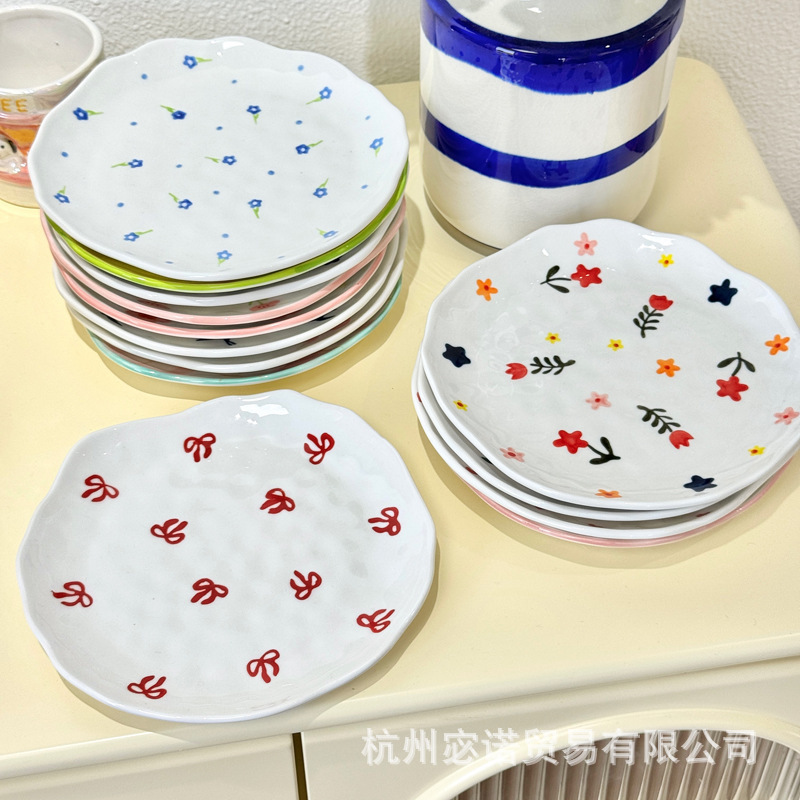 Cross-Border Export Ins Style Creative High-Value Hand-Kneaded Asymmetrical Ceramic Plate Home Hotel Western Dessert Plate Cross-Border Export Ins Style Creative High-Value Hand-Kneaded Asymmetrical Ceramic Plate Home Hotel Western Dessert Plate