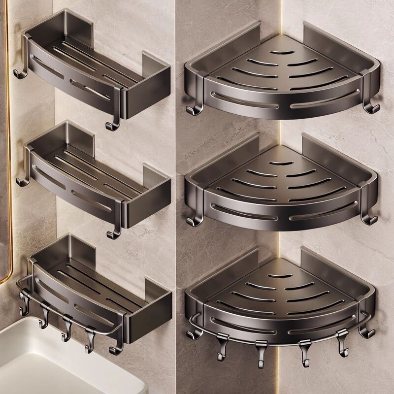 Punch-free bathroom storage rack hanging bathroom towel wall hanging bathroom corner triangle basket shower gel storage rack Punch-free bathroom storage rack hanging bathroom towel wall hanging bathroom corner triangle basket shower gel storage rack
