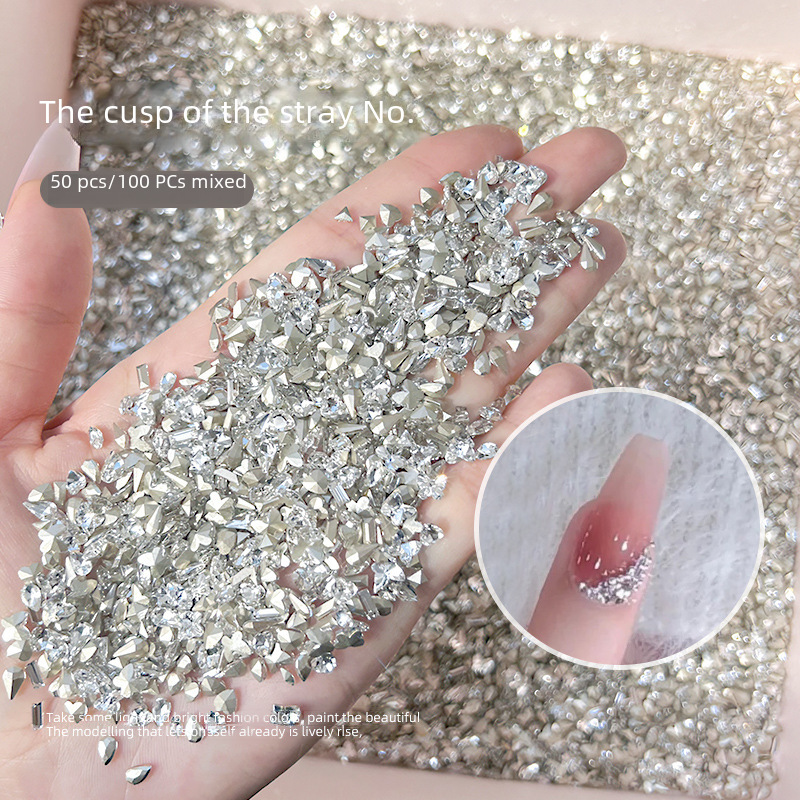 Mini small size Wheat Ear Armor Pointed Bottom Pile Diamond Shaped Silver White Butterfly Water Drop Manicure Horse Eye Jewelry Mixed